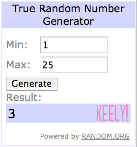 keely won the giveaway!